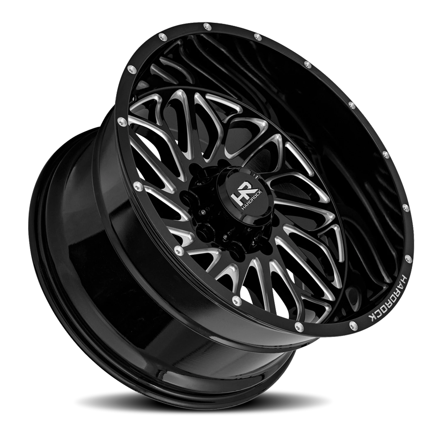 Hardrock Offroad Blacktop Xposed H508 24x14" 8x180mm 124.3mm CB -76mm Gloss Black Milled