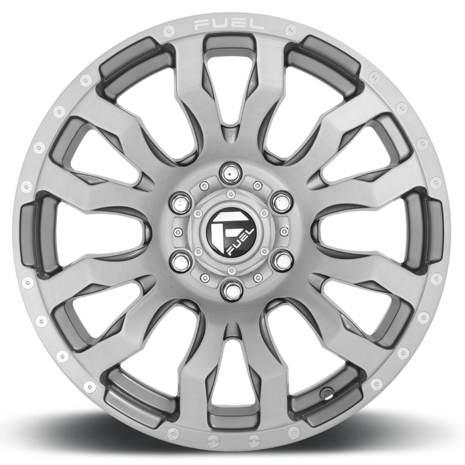Fuel Blitz 22x10" 5x127mm 71.5mm CB -18mm Brushed Gunmetal Tinted Clear