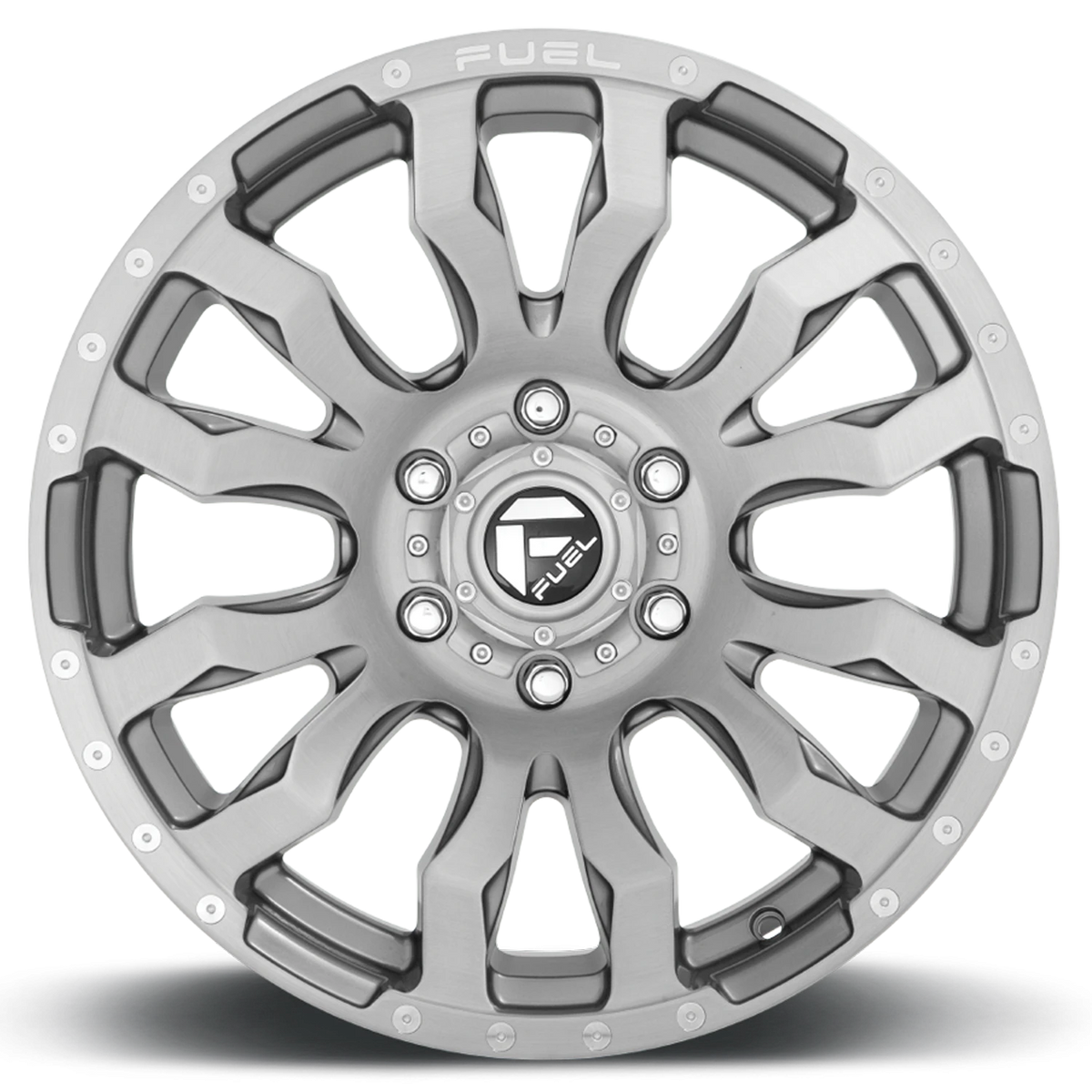 Fuel Blitz 22x12 -44 6x139.7mm 106.1mm Brushed Gunmetal Tinted Clear