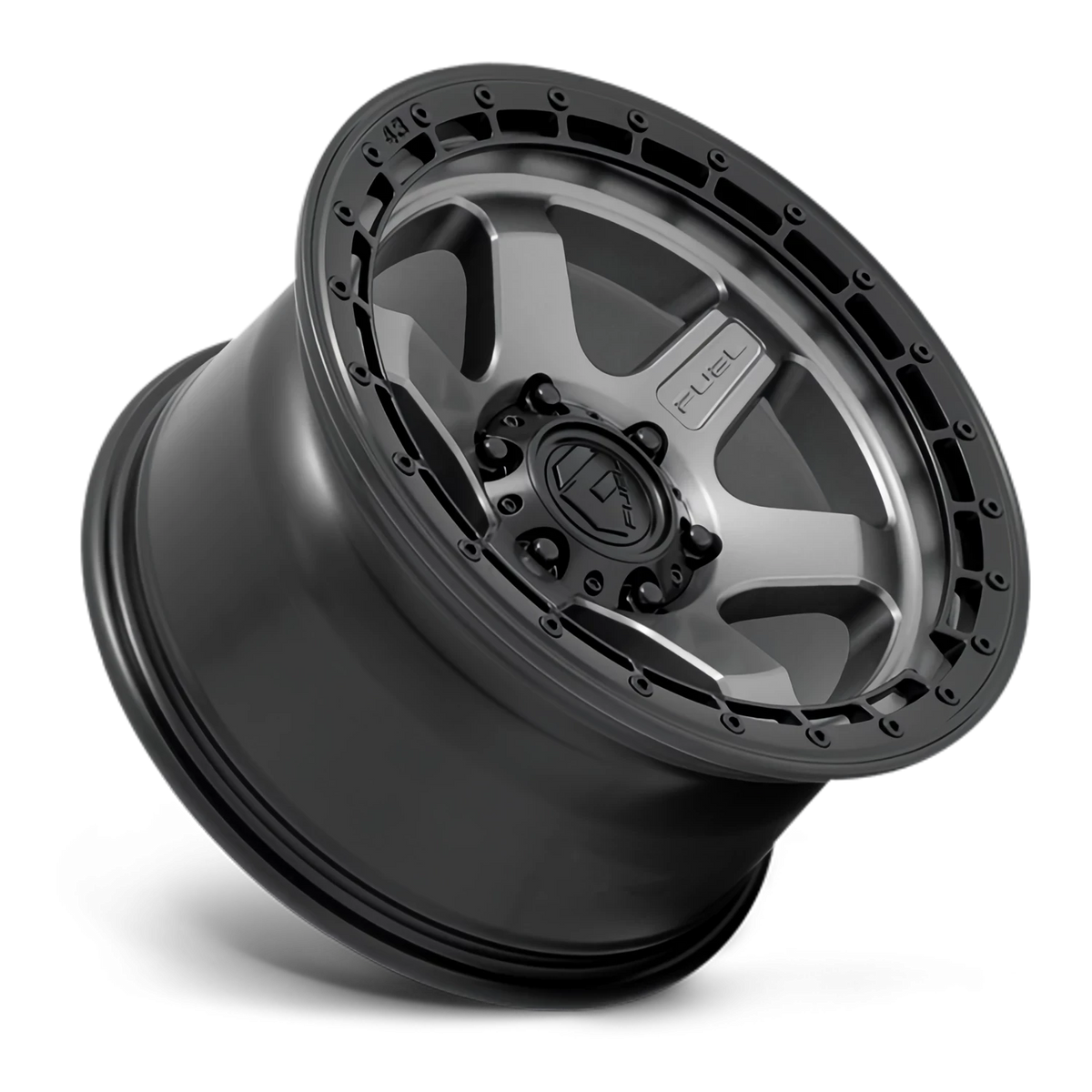 Fuel Block 17x9 +1 6x139.7mm 106.1mm Matte Gunmetal Black Ring