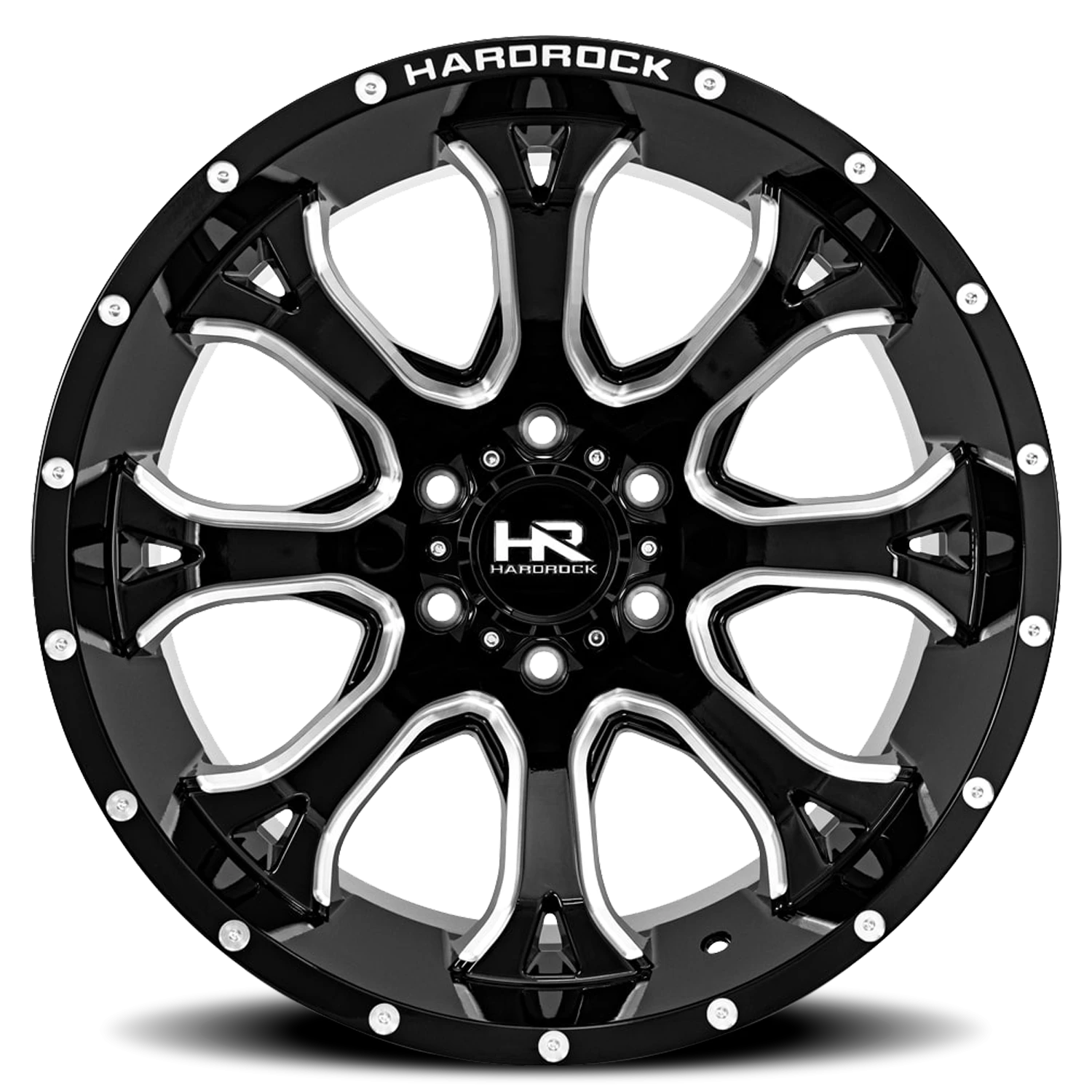 Hardrock Offroad Bloodshot Xposed H505 22x12" 6x139.7mm 108mm CB -51mm Gloss Black Milled