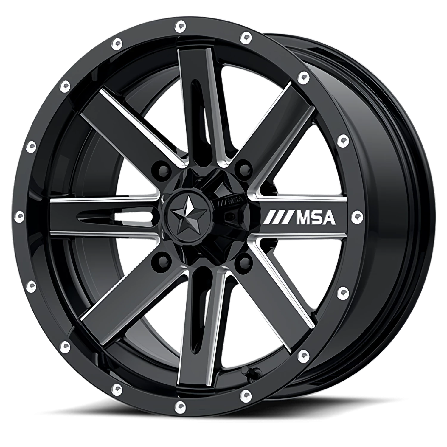 MSA Boxer 15x7" 4x156mm 132mm CB +10mm Gloss Black Milled