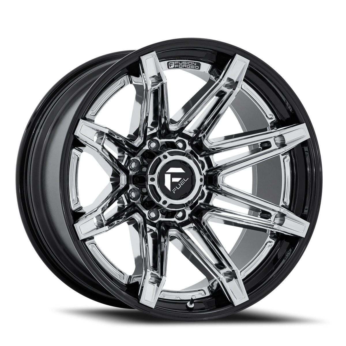 Fuel Brawl 20x10 -18 8x165.1mm 125.1mm Chrome Gloss Black Lip