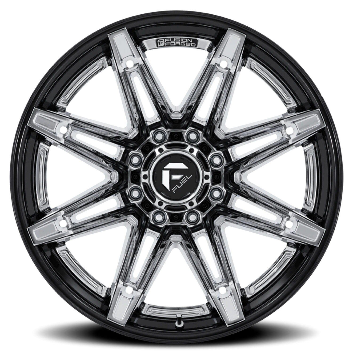 Fuel Brawl 22x10" 8x170mm 125.1mm CB -18mm Chrome Gloss Black Lip