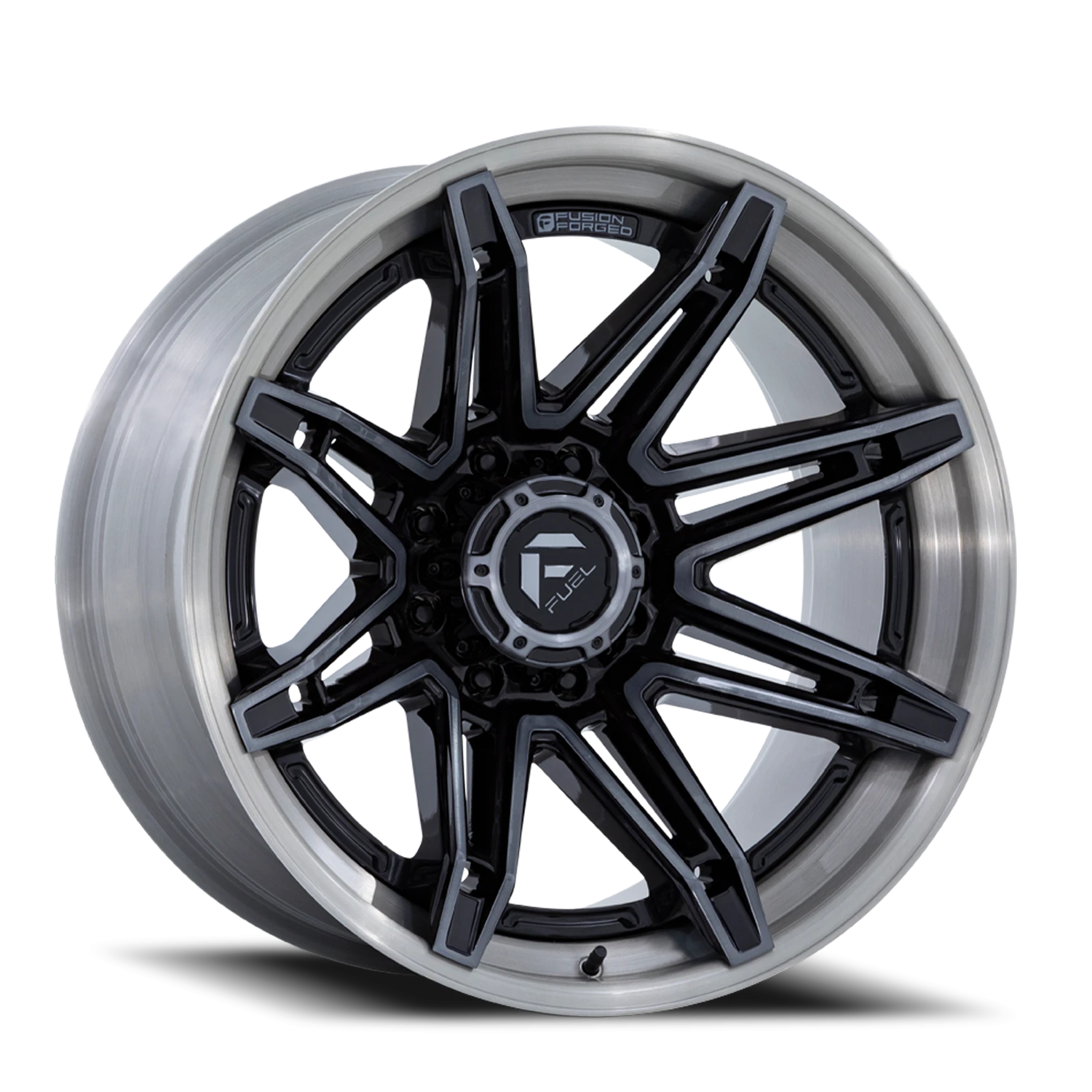 Fuel Brawl 22x10" 8x180mm 124.2mm CB -18mm Gloss Black Brushed Dark Tint