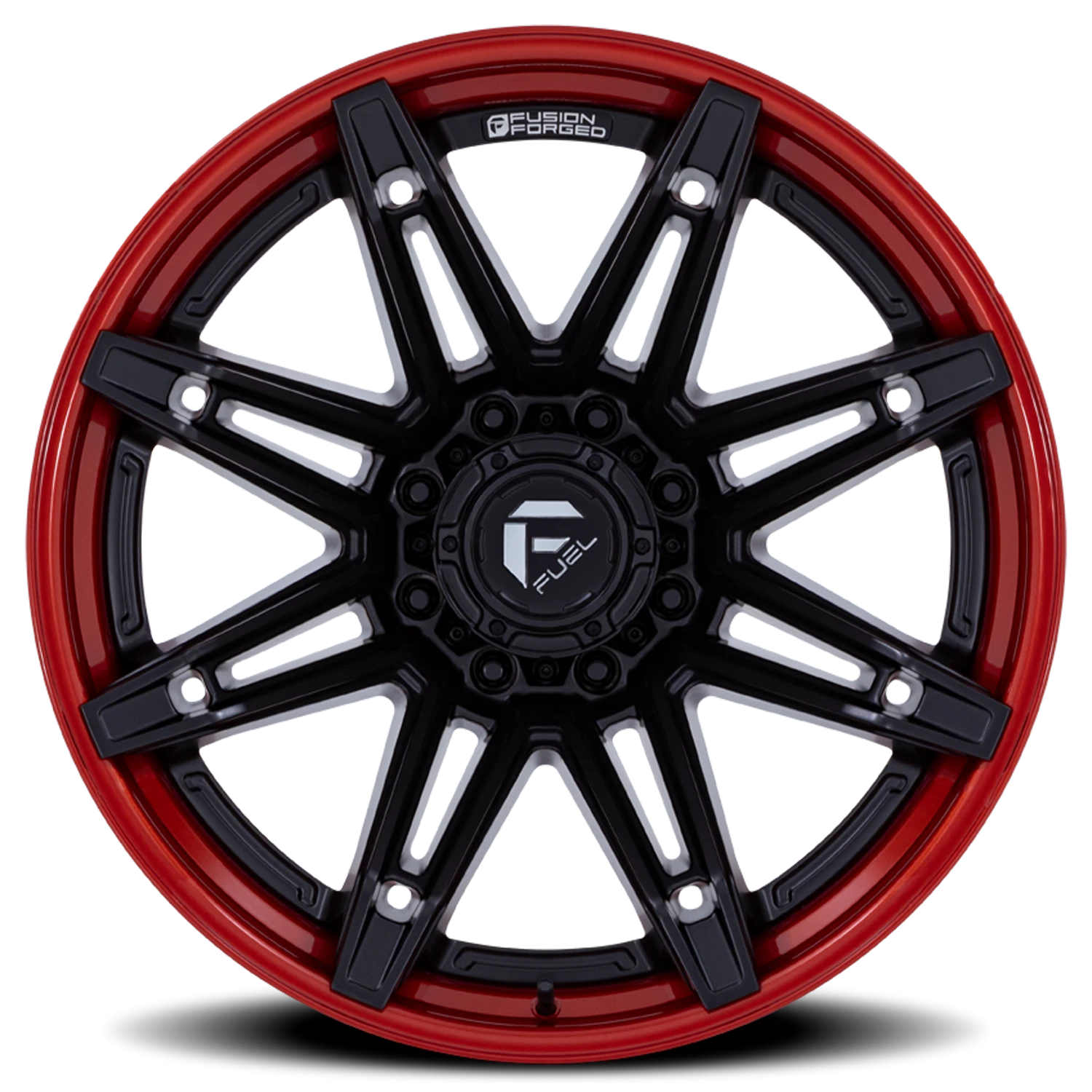 Fuel Brawl 20x10" 6x139.7mm 106.1mm CB -18mm Matte Black Candy Red Lip
