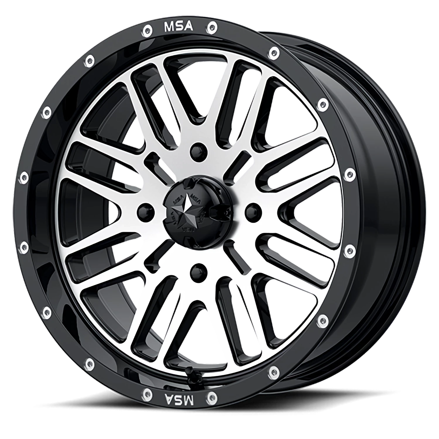 MSA Brute 14x7" 4x156mm 132mm CB +10mm Gloss Black Machined