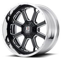 XD Series Buck 25 22x12" 6x135mm 106.1mm CB -44mm Gloss Black Milled Center-Chrome Lip