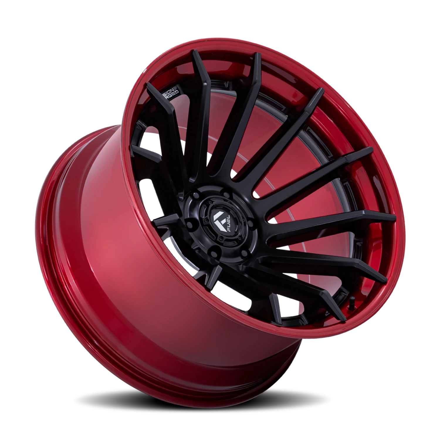 Fuel Burn 22x10" 5x127mm 71.5mm CB -18mm Matte Black Candy Red Lip