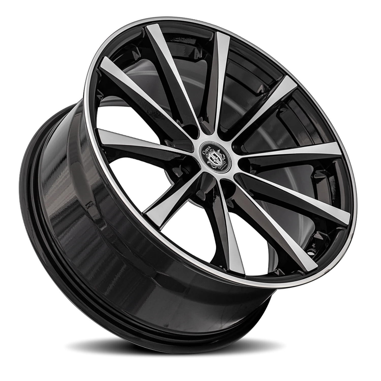 Curva Concepts C10N 18x9.5" 5x114.3mm 73.1mm CB +35mm Gloss Black Machined Face