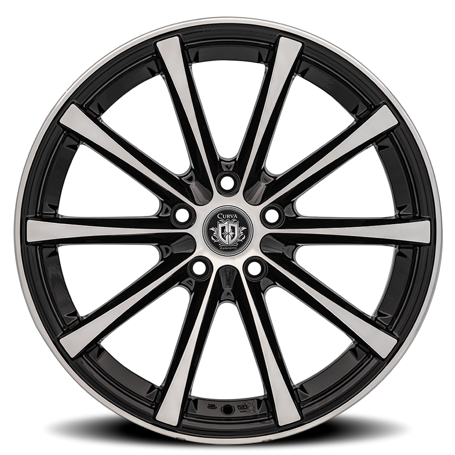 Curva Concepts C10N 18x9.5" 5x114.3mm 73.1mm CB +35mm Gloss Black Machined Face