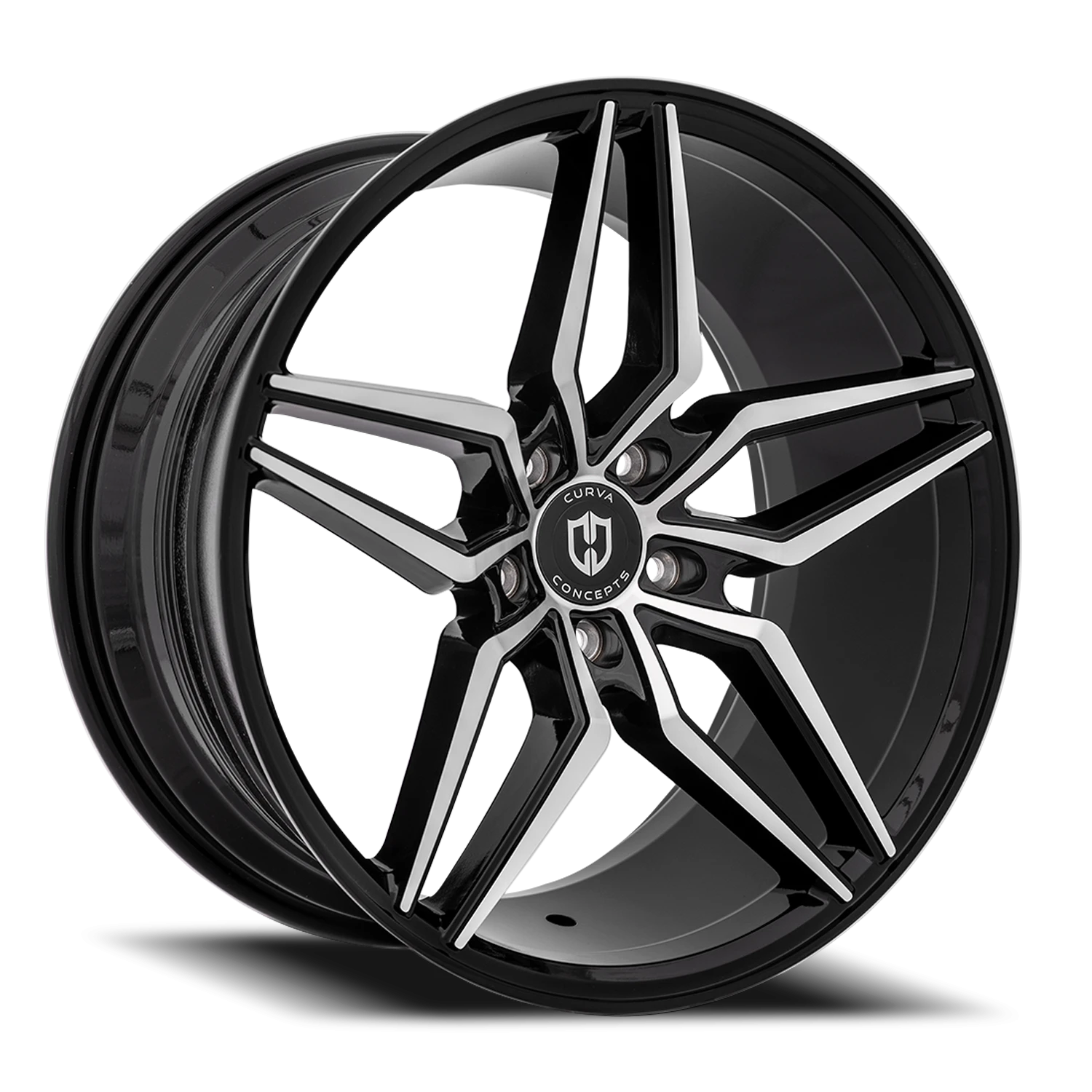 Curva Concepts C25 20x10" 5x114.3mm 73.1mm CB +40mm Gloss Black Machined Face