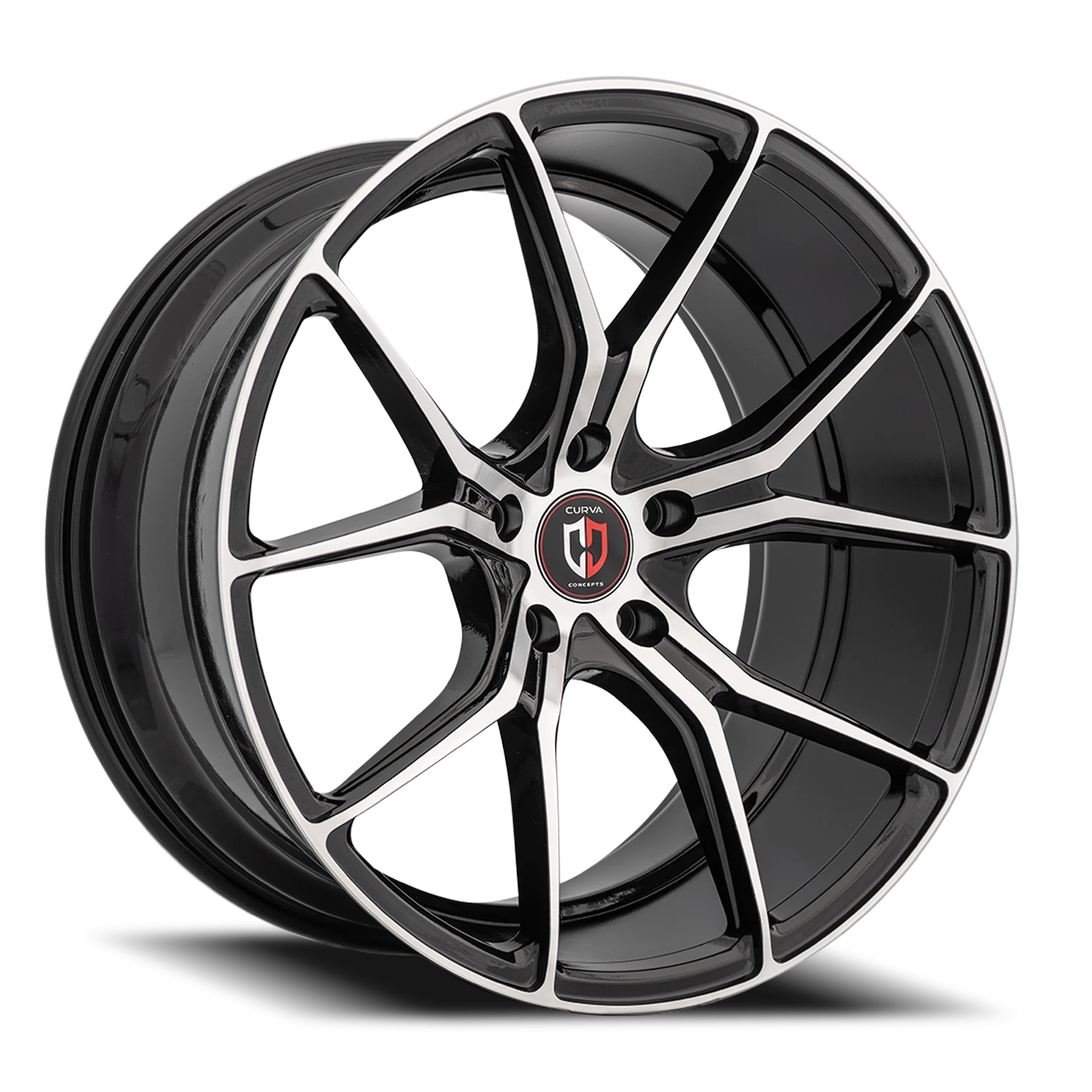 Curva Concepts C42 20x8.5" 5x114.3mm 73.1mm CB +35mm Gloss Black Machined Face