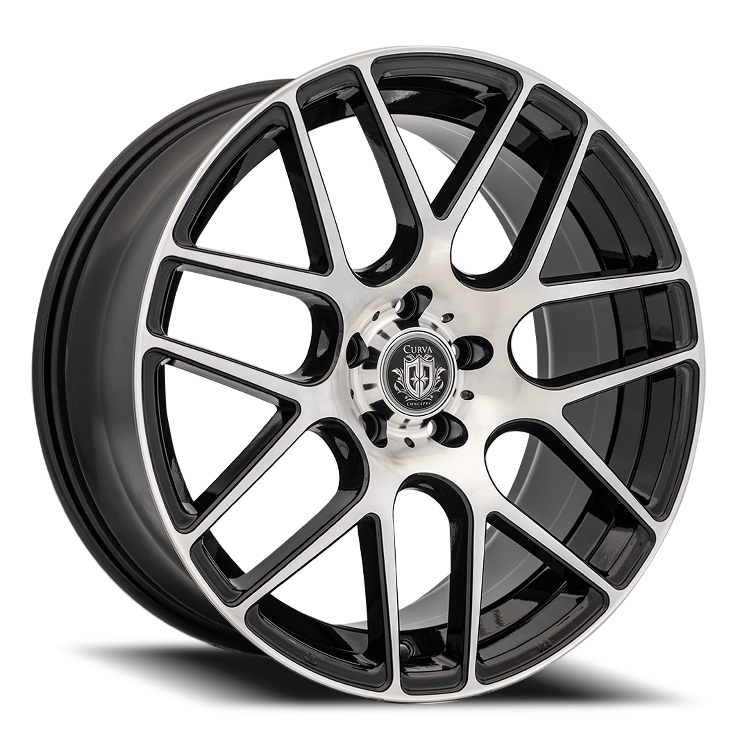 Curva Concepts C7 18x8" 5x114.3mm 73.1mm CB +35mm Gloss Black Machined Face