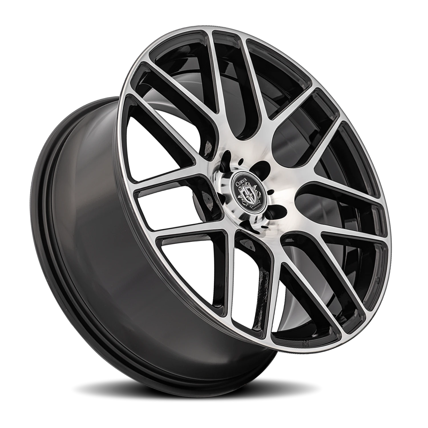 Curva Concepts C7 19x9.5" 5x112mm 66.6mm CB +40mm Gloss Black Machined Face