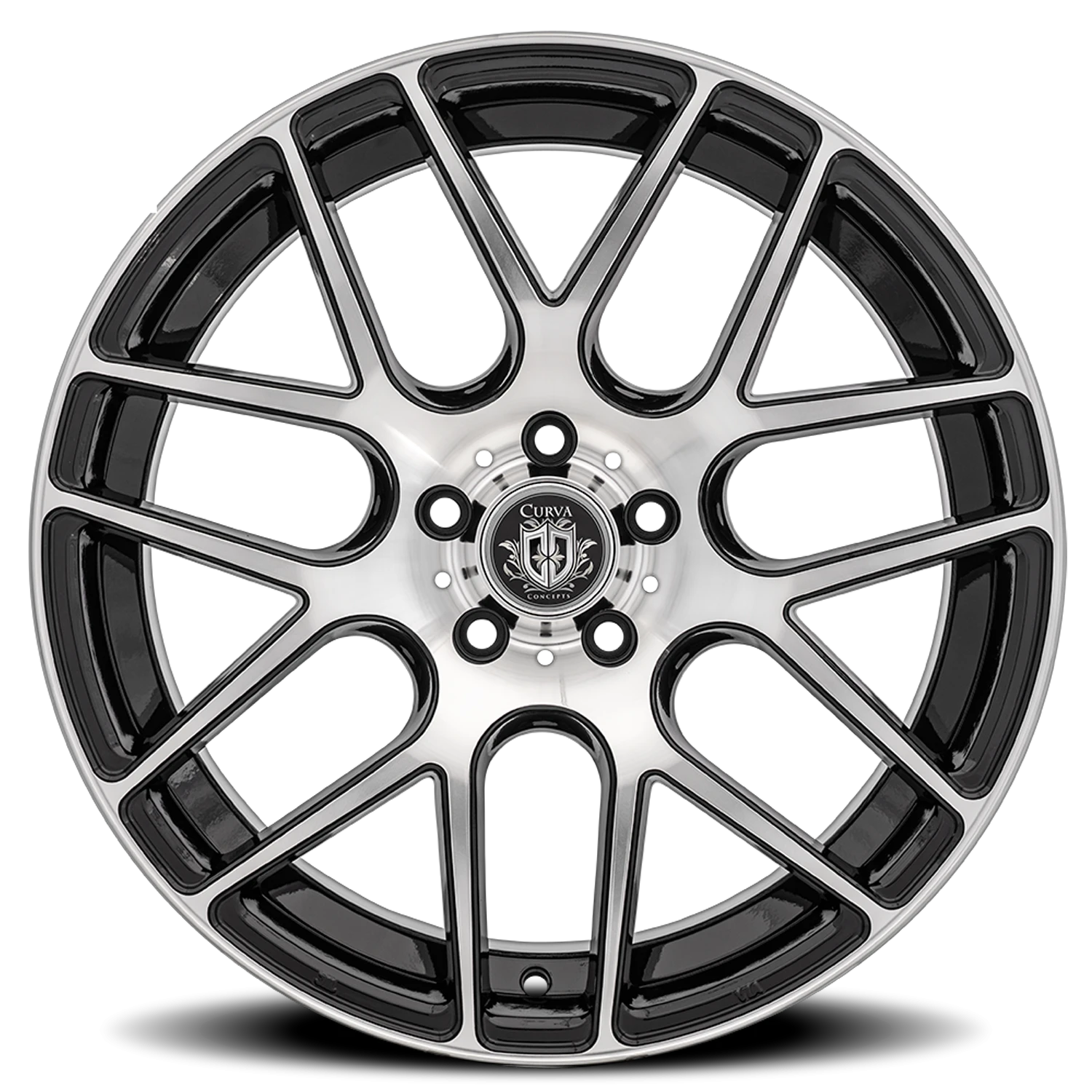Curva Concepts C7 19x9.5" 5x120mm 72.56mm CB +40mm Gloss Black Machined Face