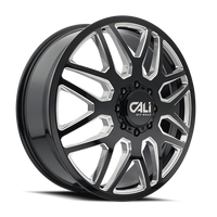 Cali OffxRoadxOffroad Invader Dually 9115D Gloss Black Milled 24x8.25 8x165.1 115mm 121.3mm