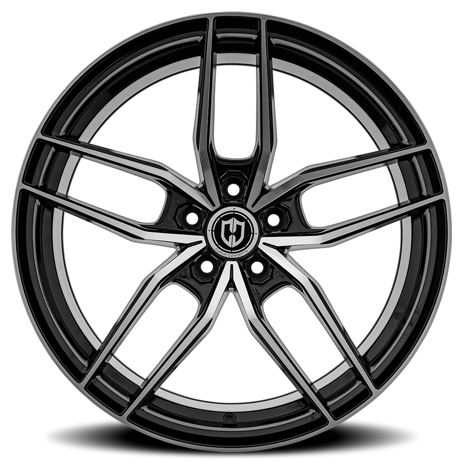 Curva Concepts CFF25 20x10" 5x120mm 72.56mm CB +40mm Gloss Black Machined Face