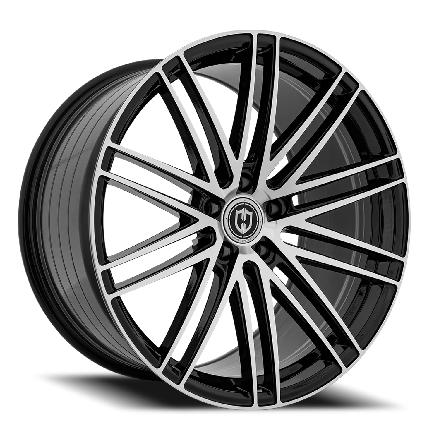 Curva Concepts CFF50 20x10.5" 5x115mm 71.5mm CB +25mm Gloss Black Machined Face