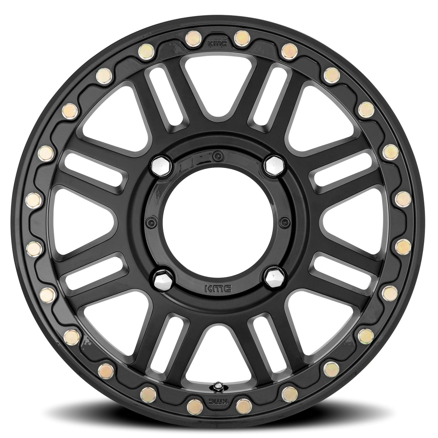 KMC Cage Beadlock UTV 15x10" 4x156mm 132mm CB 0mm Satin Black Gloss Black Ring