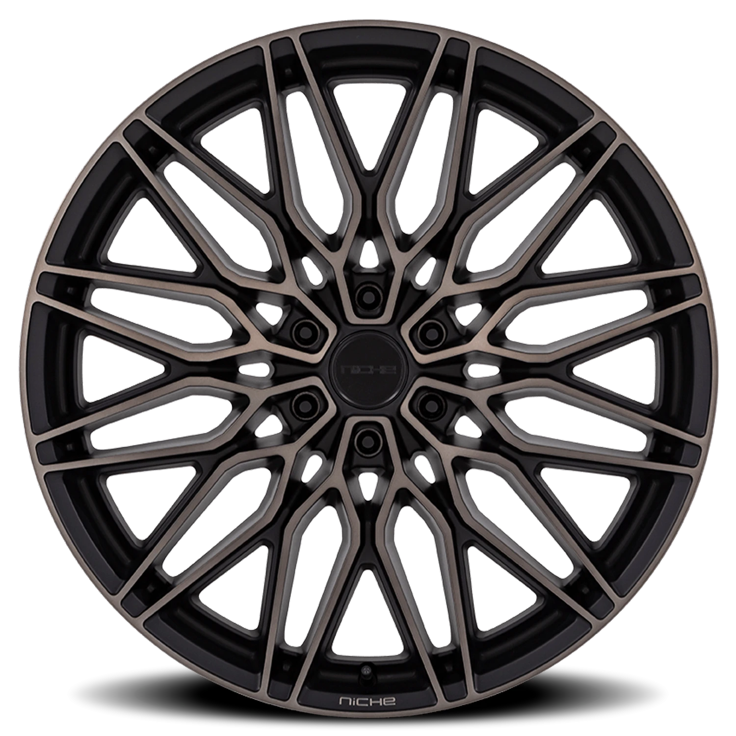 Niche Calabria 6 20x9.5" 6x135mm 87.1mm CB +30mm Matte Black Machined Dark Tint