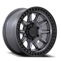 Black Rhino Calico 17x8.5" 5x127mm 71.5mm CB 0mm Matte Gunmetal Matte Black Lip