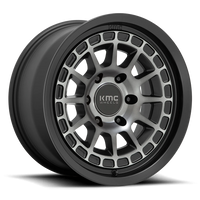 KMC Canyon 17x8.5" 6x139.7mm 106.1mm CB 0mm Satin Black Gray Tint