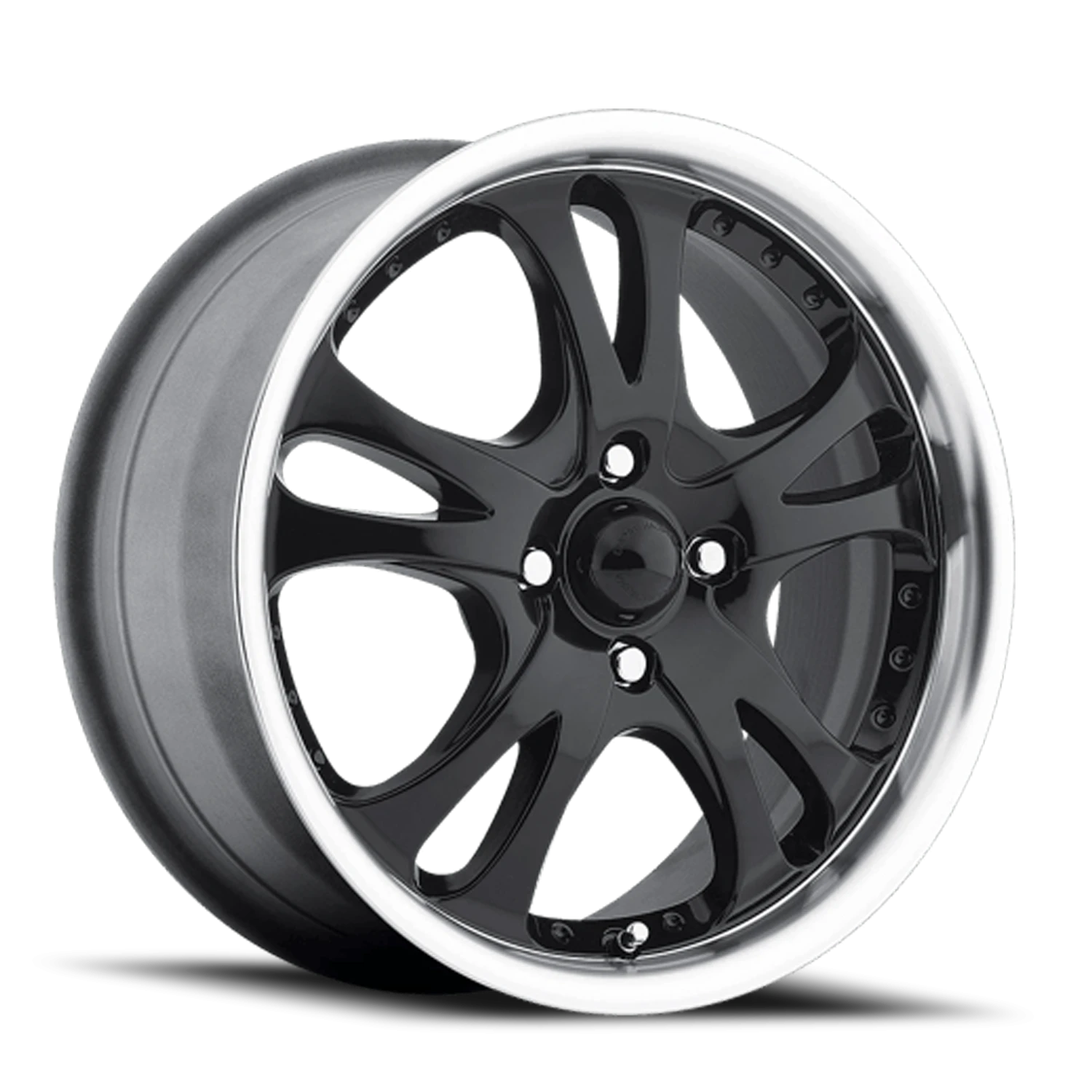 American Racing Casino 17x7.5" 4x100mm 72.56mm CB +45mm Gloss Black Machined Lip