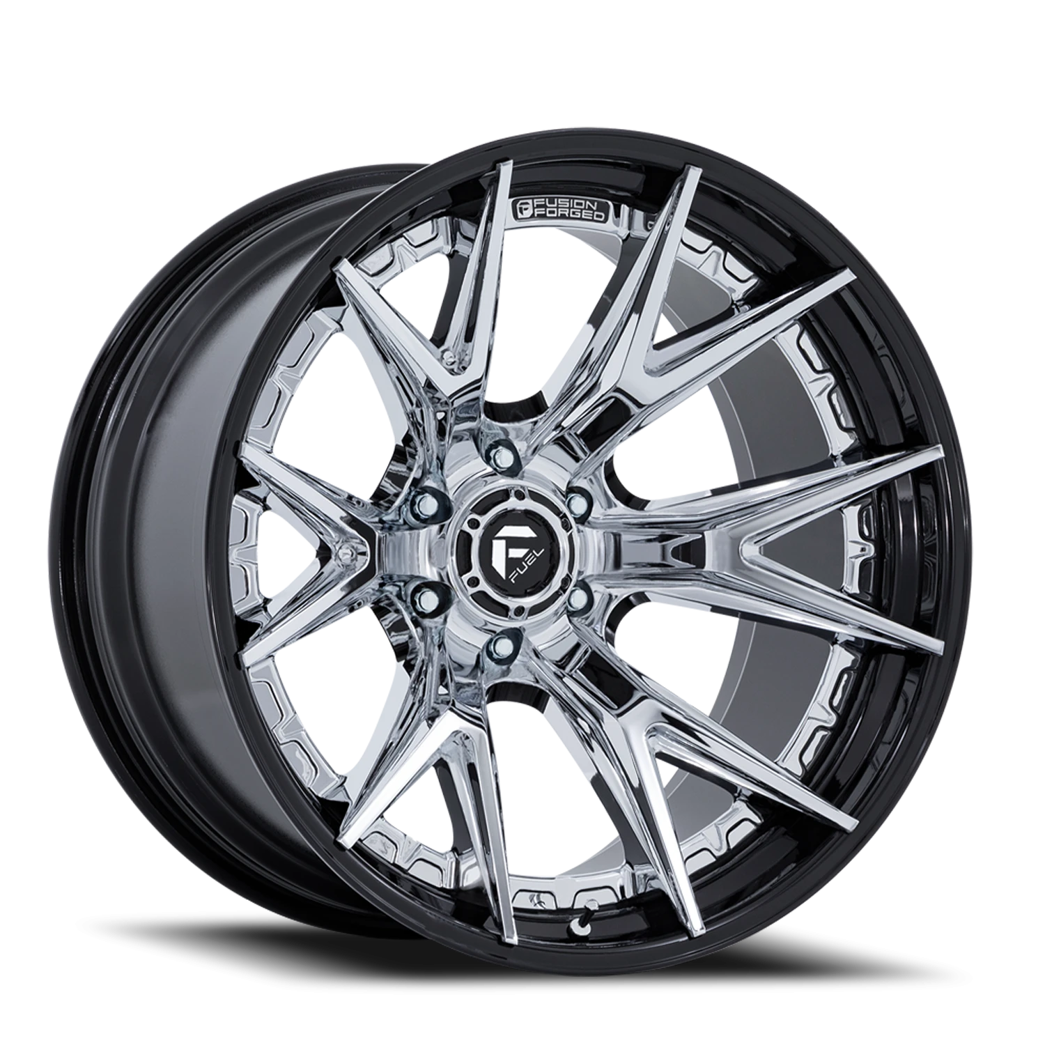 Fuel Catalyst 22x10" 6x139.7mm 106.1mm CB -18mm Chrome Gloss Black Lip