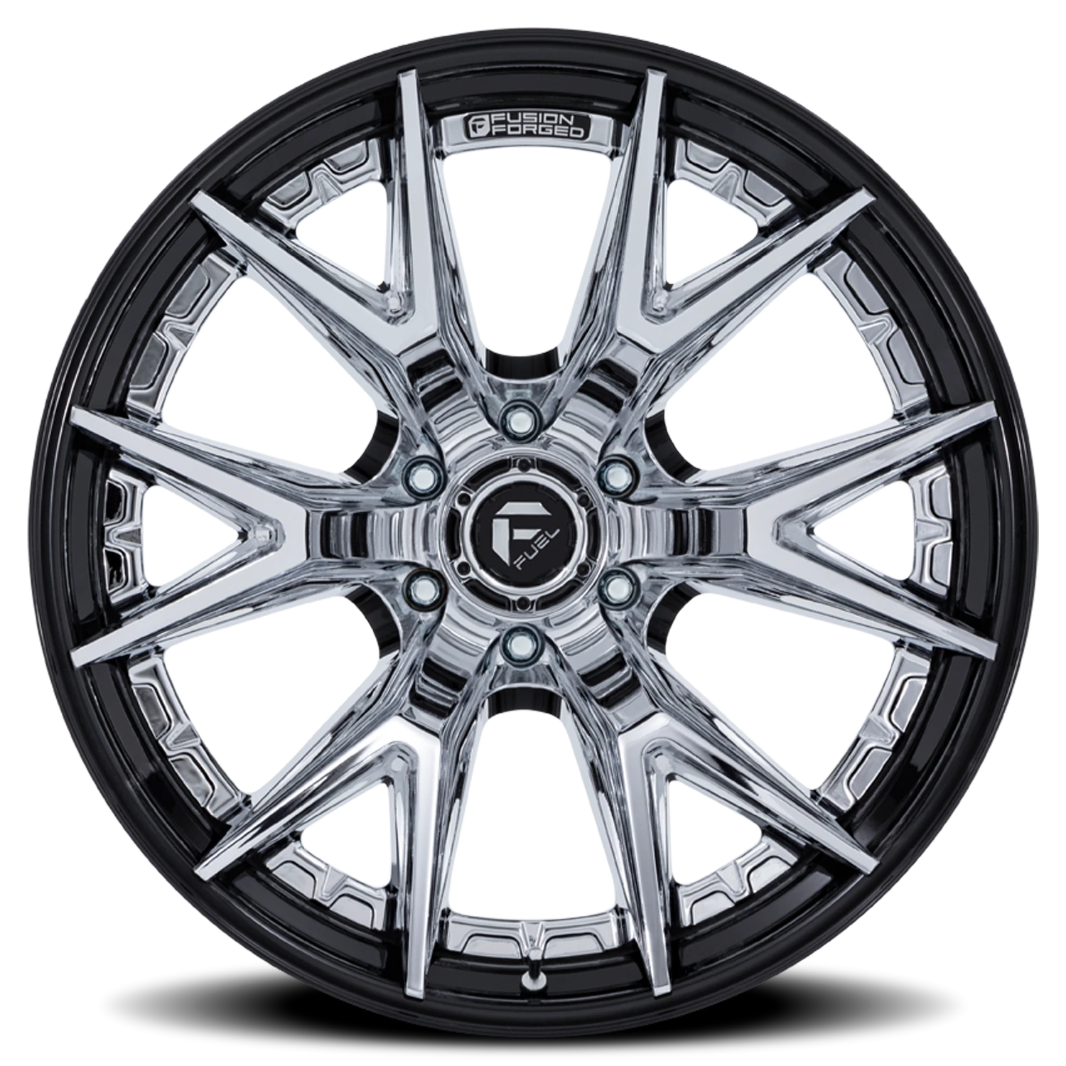 Fuel Catalyst 20x10" 6x135mm 87.1mm CB -18mm Chrome Gloss Black Lip