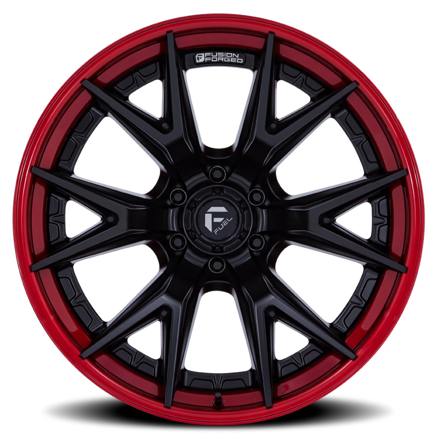 Fuel Catalyst 24x12" 6x135mm 87.1mm CB -44mm Matte Black Candy Red Lip