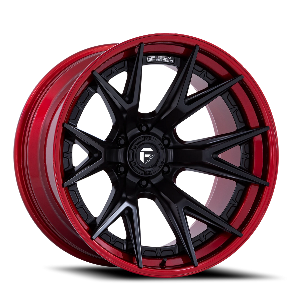 Fuel Catalyst 17x9 +1 6x135mm 87.1mm Matte Black Candy Red Lip