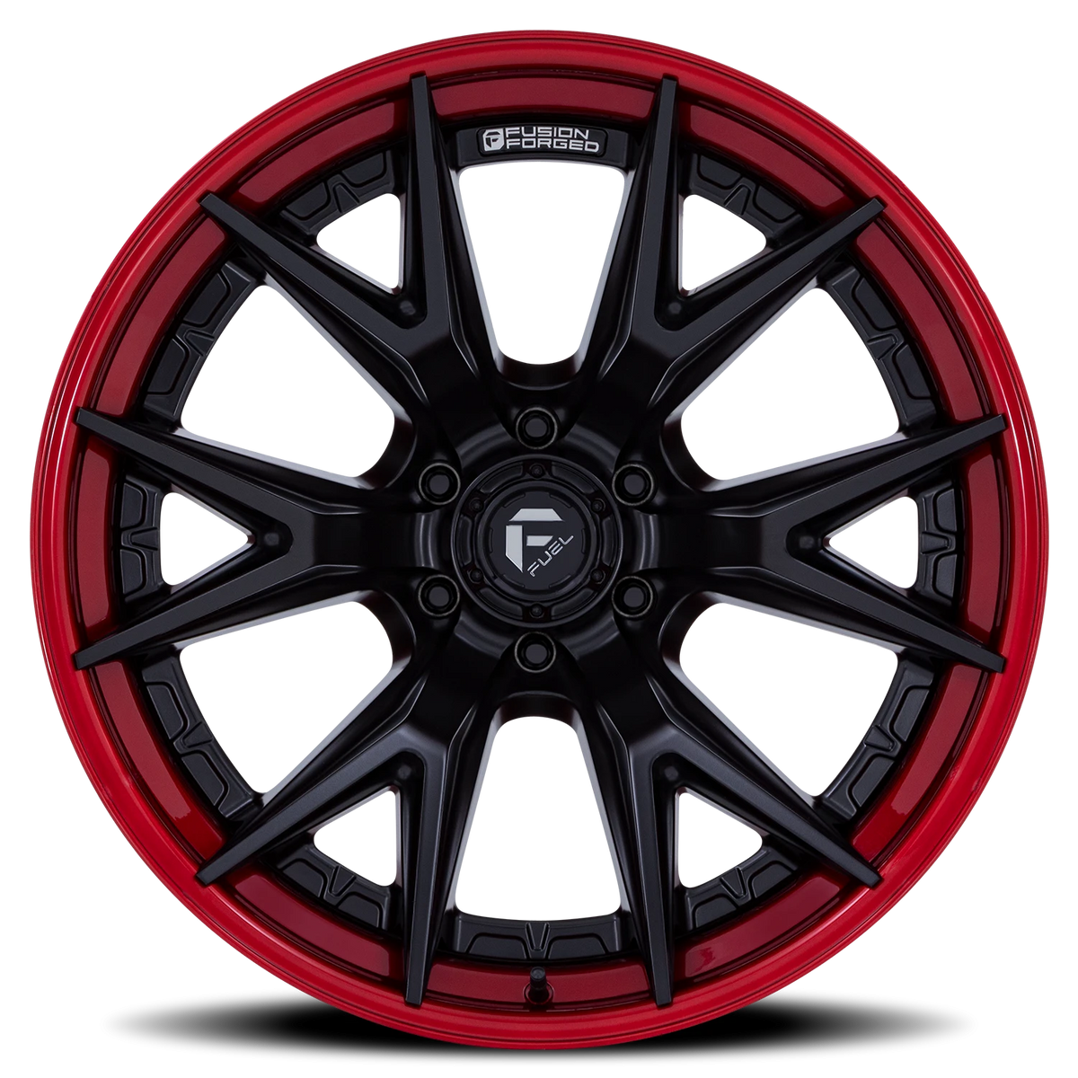 Fuel Catalyst 17x9 +1 6x135mm 87.1mm Matte Black Candy Red Lip