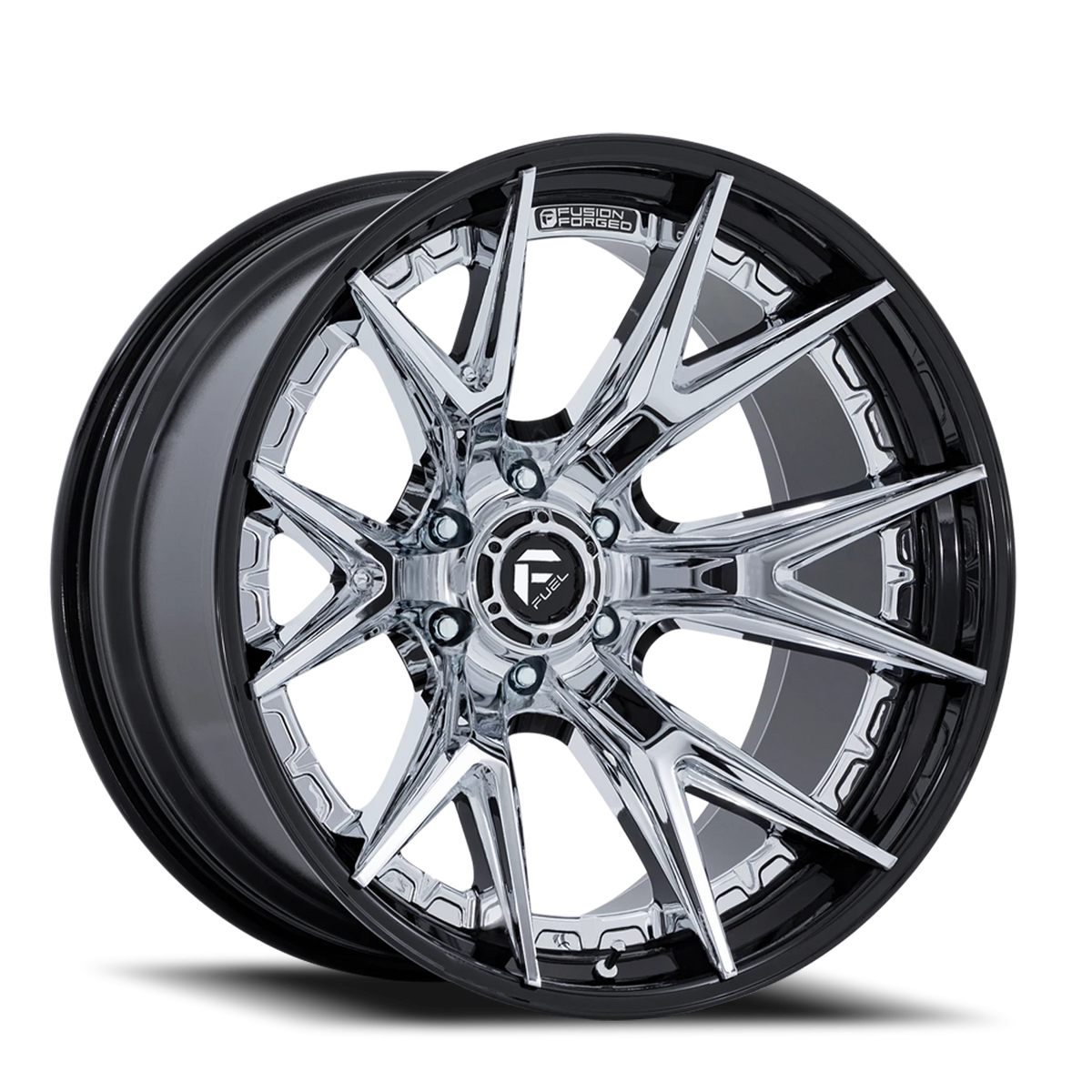 Fuel Catalyst 20x10 -18 8x180mm 124.2mm Chrome Gloss Black Lip