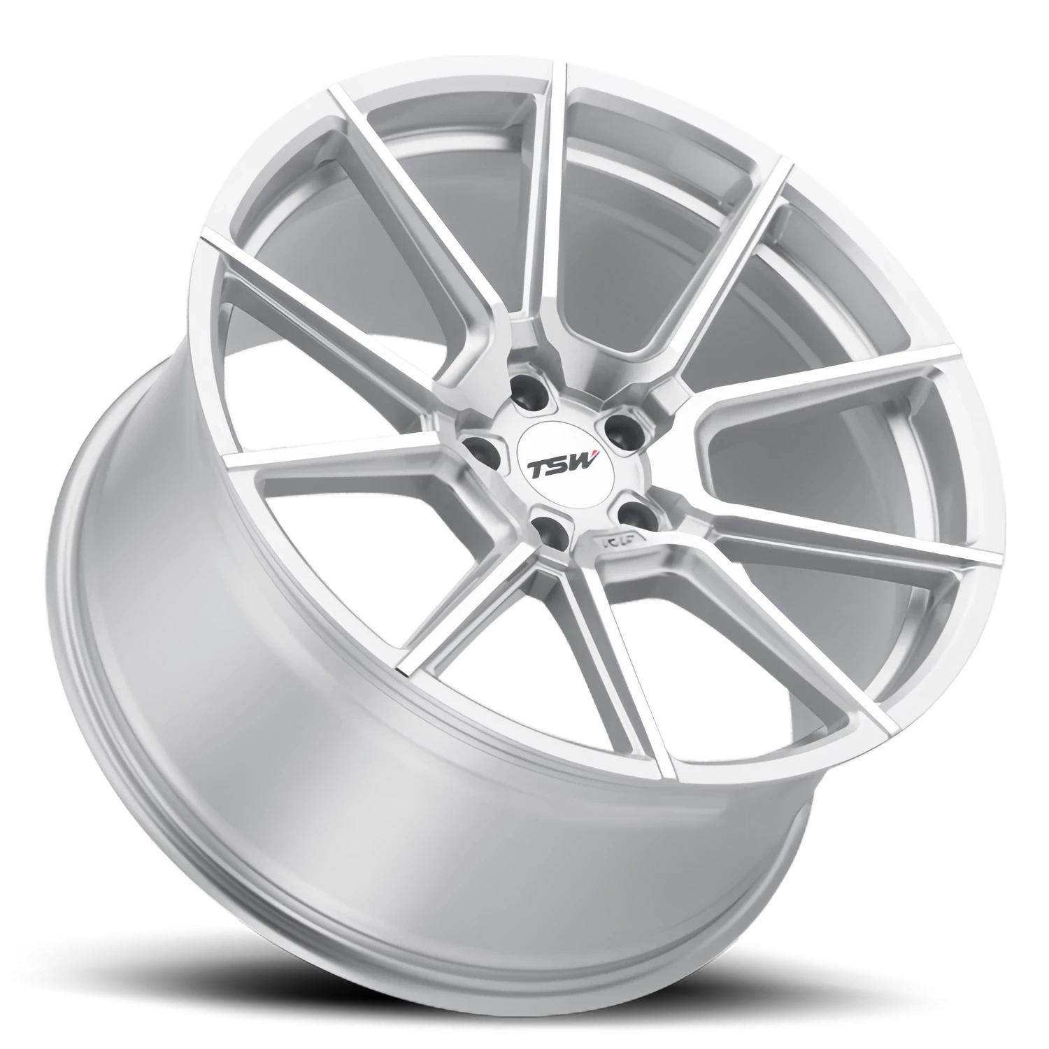 TSW Chrono 20x10" 5x120mm 76.1mm CB +25mm Silver Mirror Cut Face