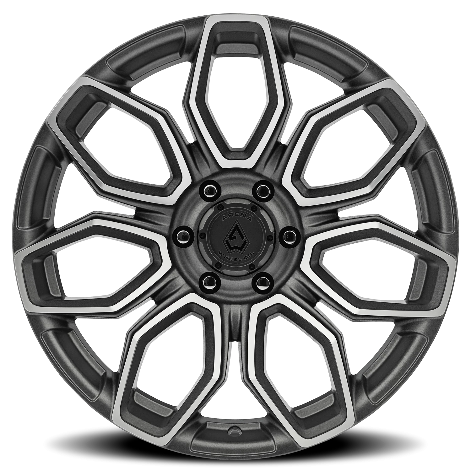 Arena Cobra 22x10" 6x135mm 87.12mm CB +15mm Textured Gunmetal Machined Clear Coat