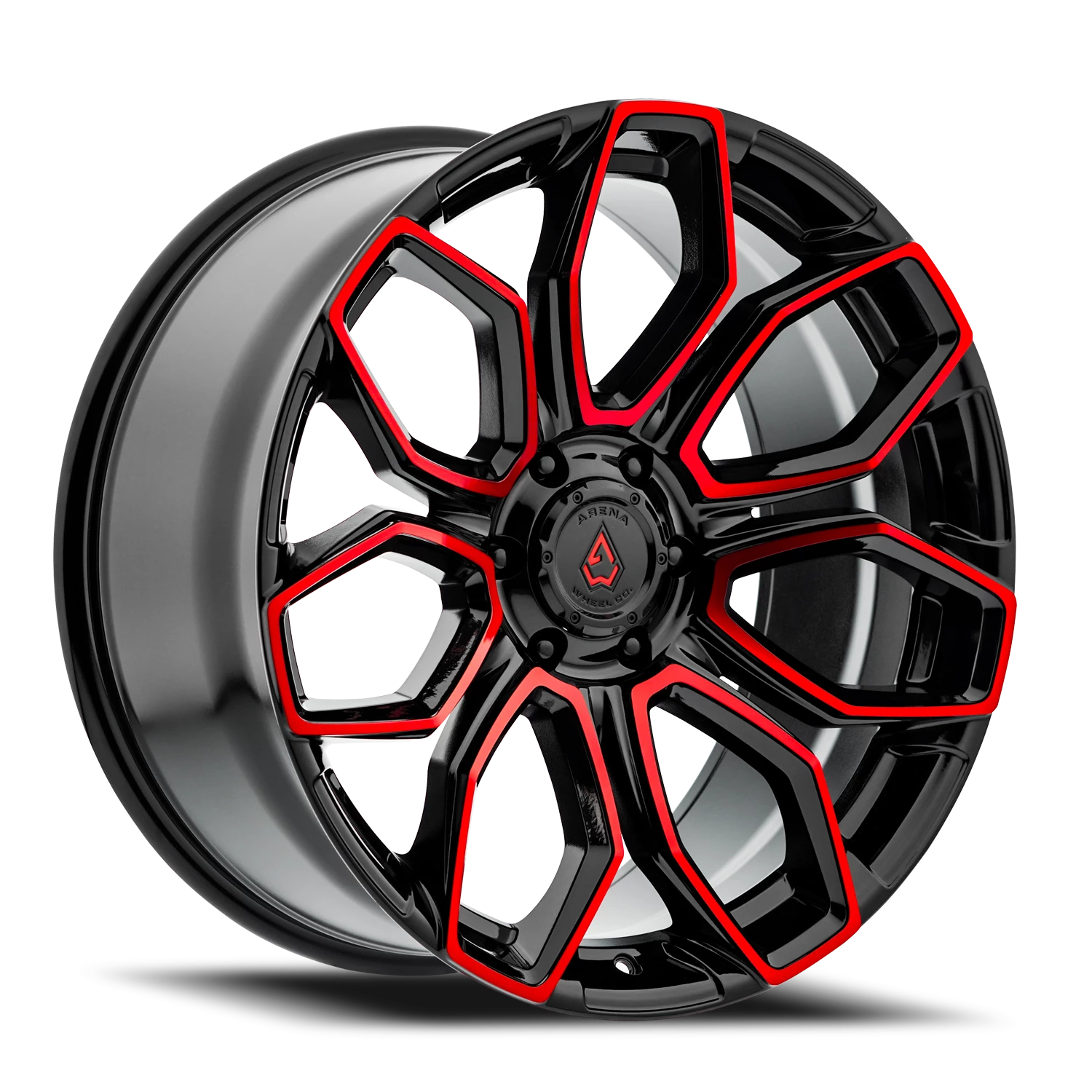 Arena Cobra 22x10" 6x139.7mm 106.1mm CB +15mm Gloss Glossy Black Machined Red Tint