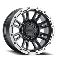 Raceline Compass 956BS 17x8 +30 5x114.3mm 72.62mm Satin Black Silver Ring