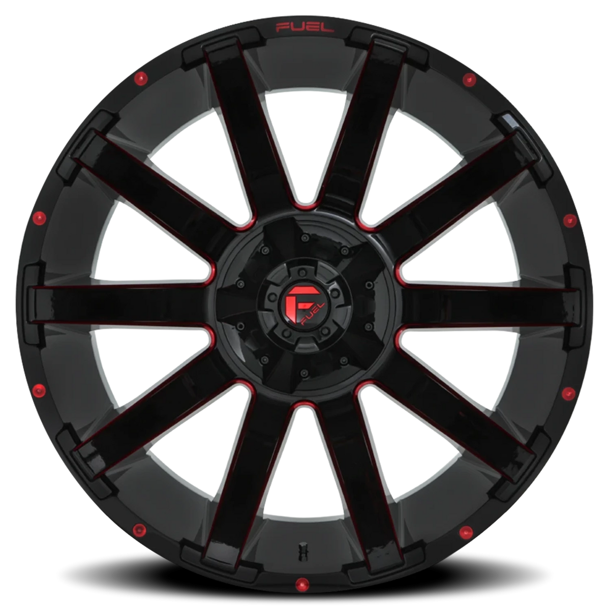 Fuel Contra 22x10 -18 8x165.1mm 125.2mm Gloss Red Milled