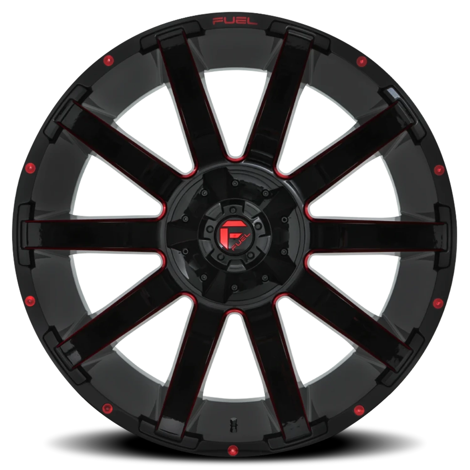 Fuel Contra 22x10" 6x135mm 106.1mm CB -19mm Gloss Red Milled