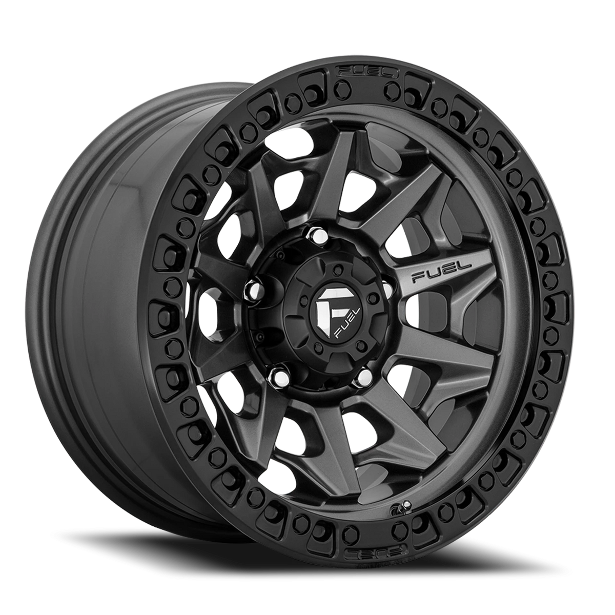 Fuel Covert 15x8 -19 6x139.7mm 108mm Matte Gunmetal Black Bead Ring
