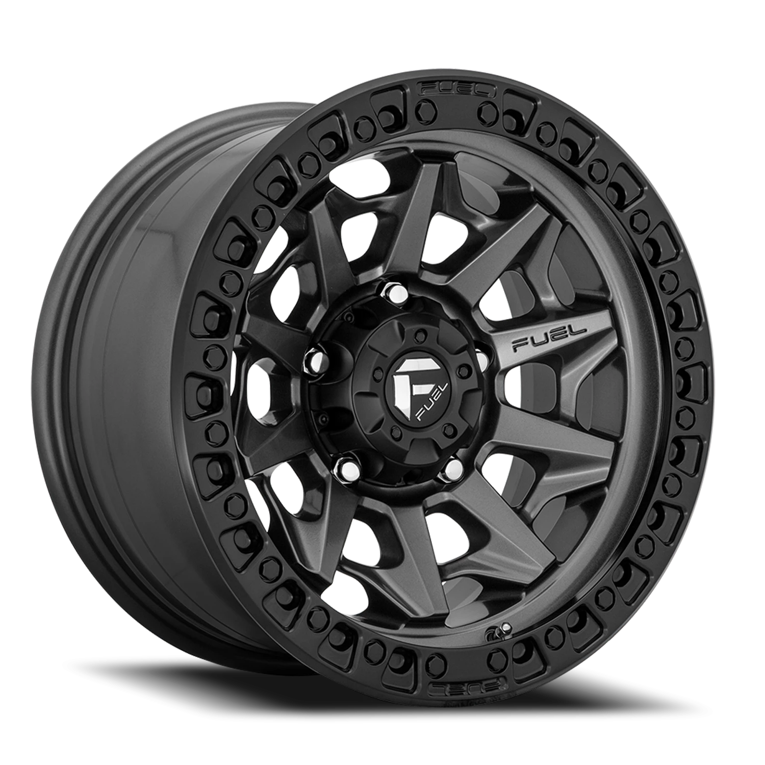Fuel Covert 17x9" 6x135mm 87.1mm CB -12mm Matte Gunmetal Black Bead Ring