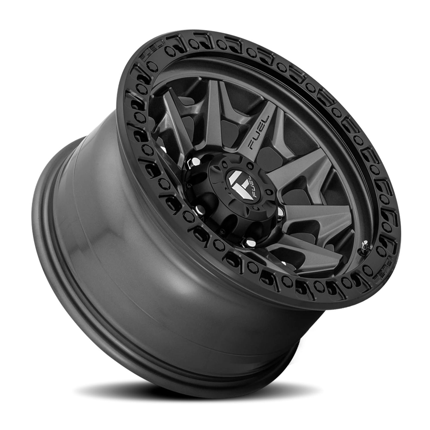 Fuel Covert 17x9" 6x135mm 87.1mm CB -12mm Matte Gunmetal Black Bead Ring
