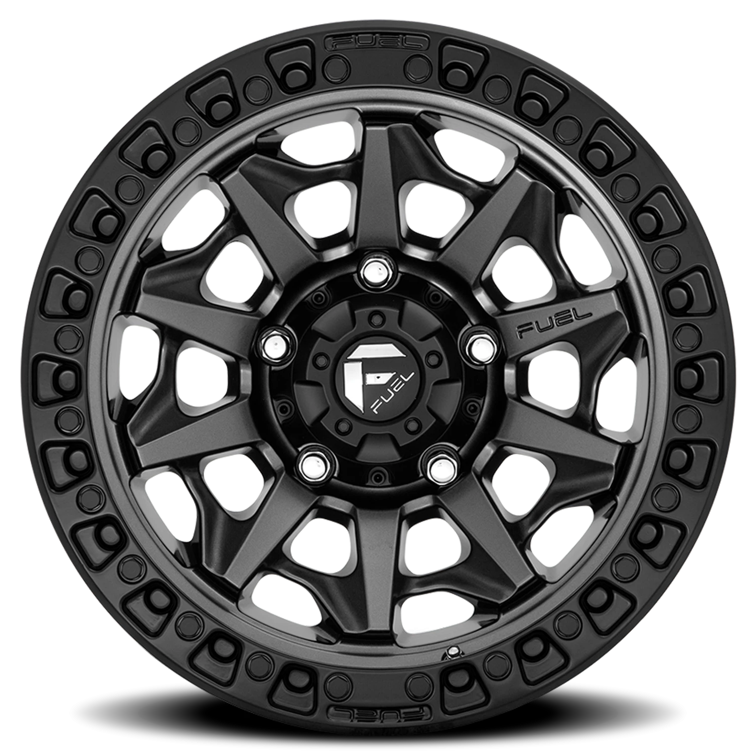 Fuel Covert 17x8.5" 6x139.7mm 106.1mm CB +14mm Matte Gunmetal Black Bead Ring