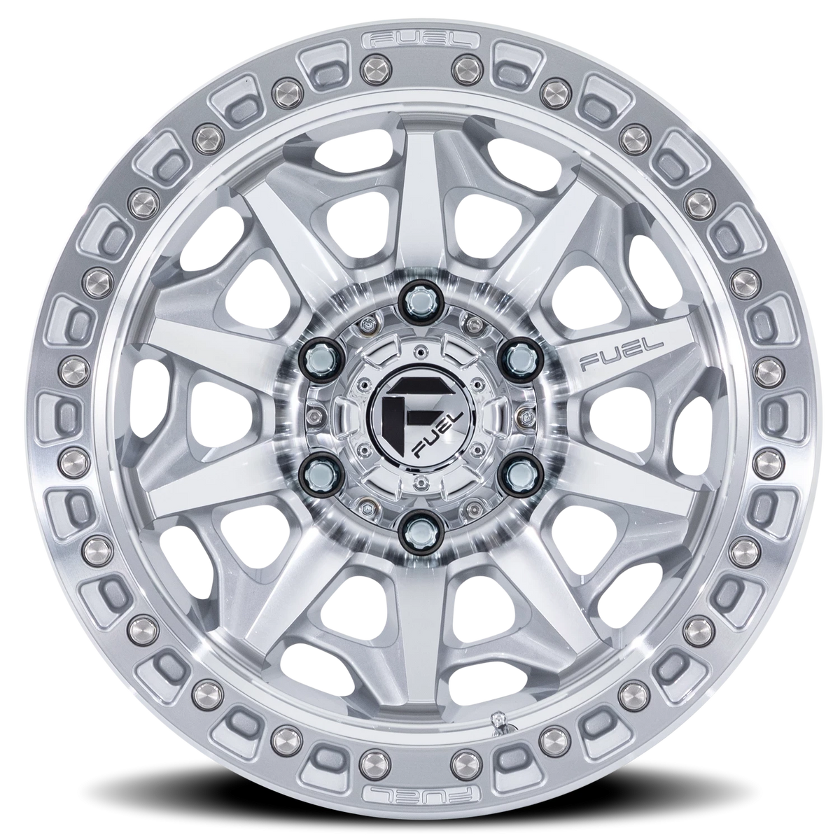 Fuel Covert 20x9 +1 8x180mm 124.2mm Silver Machined Face