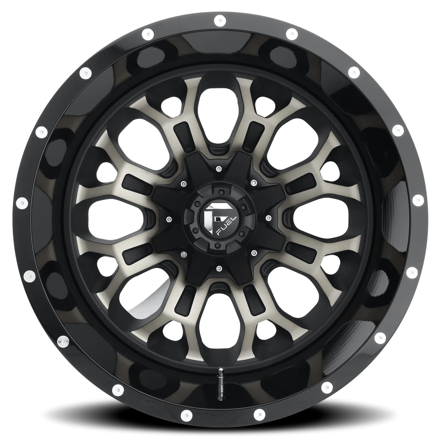 Fuel Crush 20x10" 8x170mm 125.1mm CB -18mm Gloss Black Double Dark Tint-Machined Face