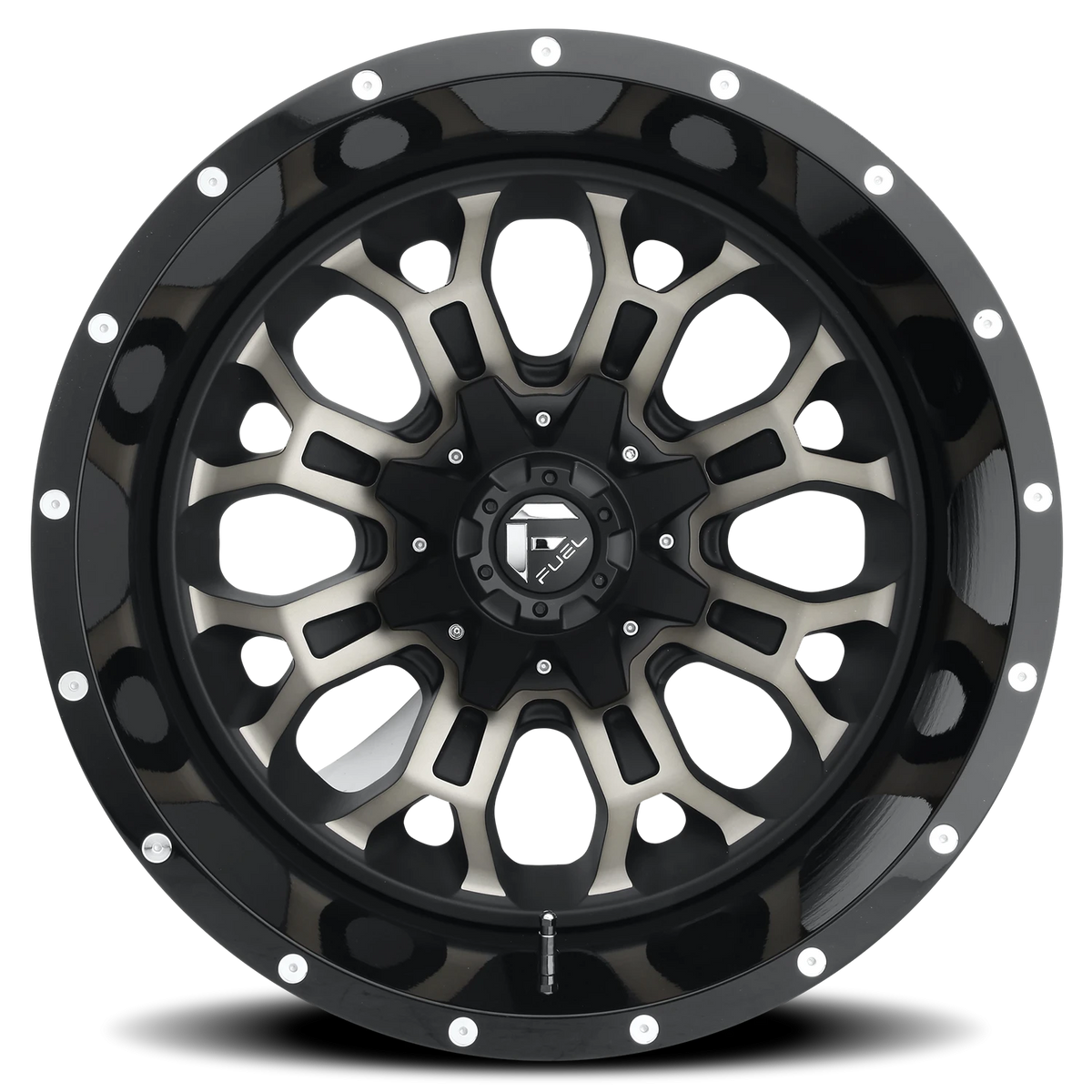 Fuel Crush 20x10 -18 6x135mm 106.4mm Gloss Black Double Dark Tint-Machined Face