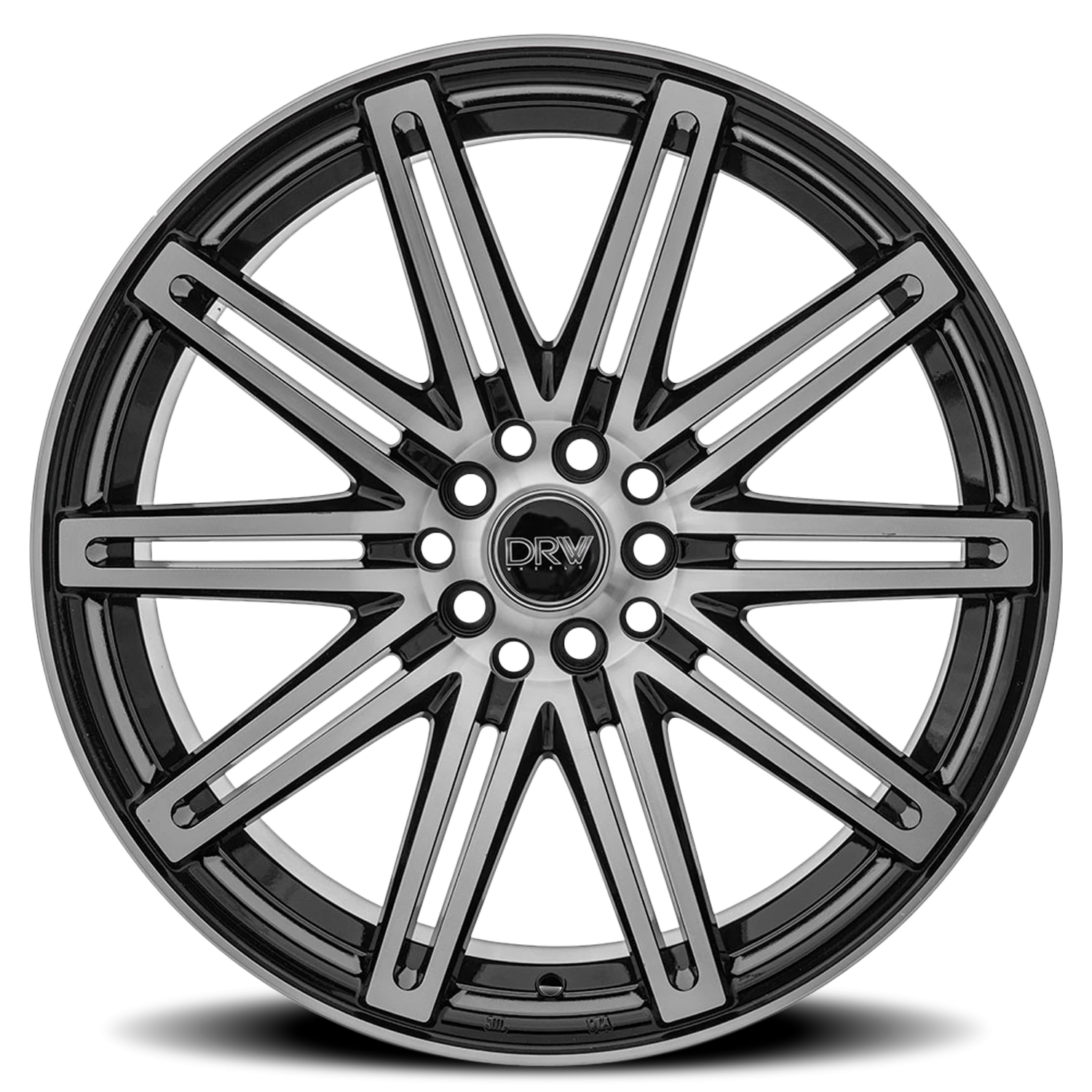 DRW D13 18x8" 5x100mm 73.1mm CB +40mm Gloss Black Machined Face