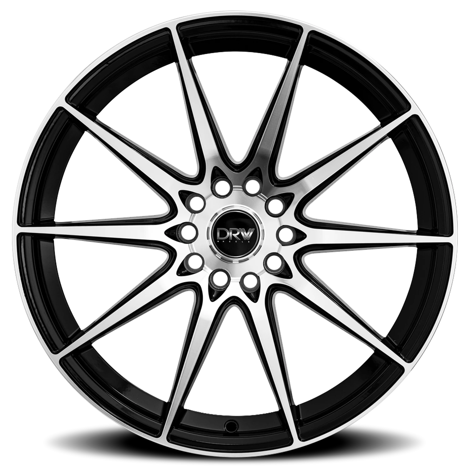 DRW D19 18x8" 5x100mm 73.1mm CB +38mm Gloss Black Machined Face
