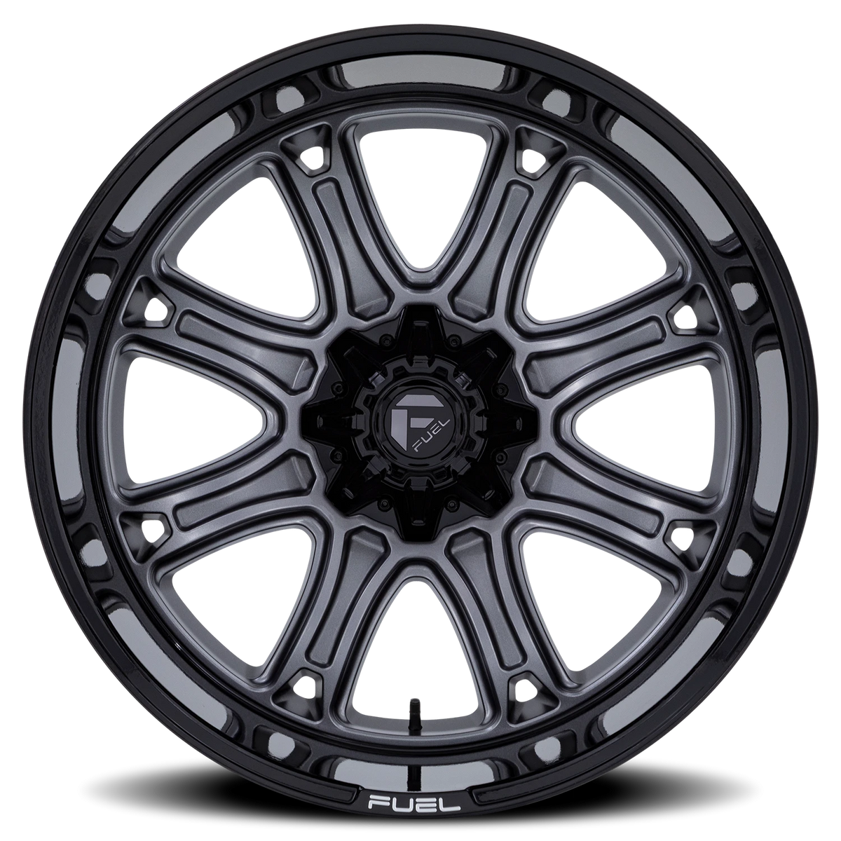 Fuel Darkstar 20x10 -18 5x139.7mm 110.1mm Matte Gunmetal Black Lip